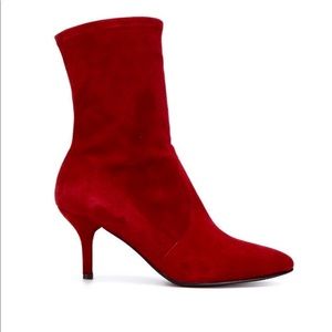 NIB STUART WEITZMAN CLING Red Suede Boots 9.5